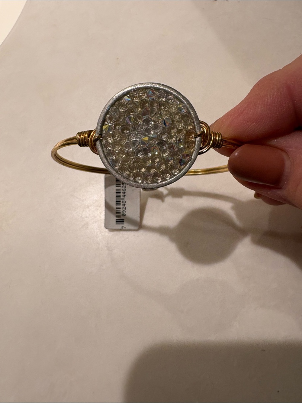 Luca + Danni Gold-Tone Bangle with Sparkling Clear Crystal Disc